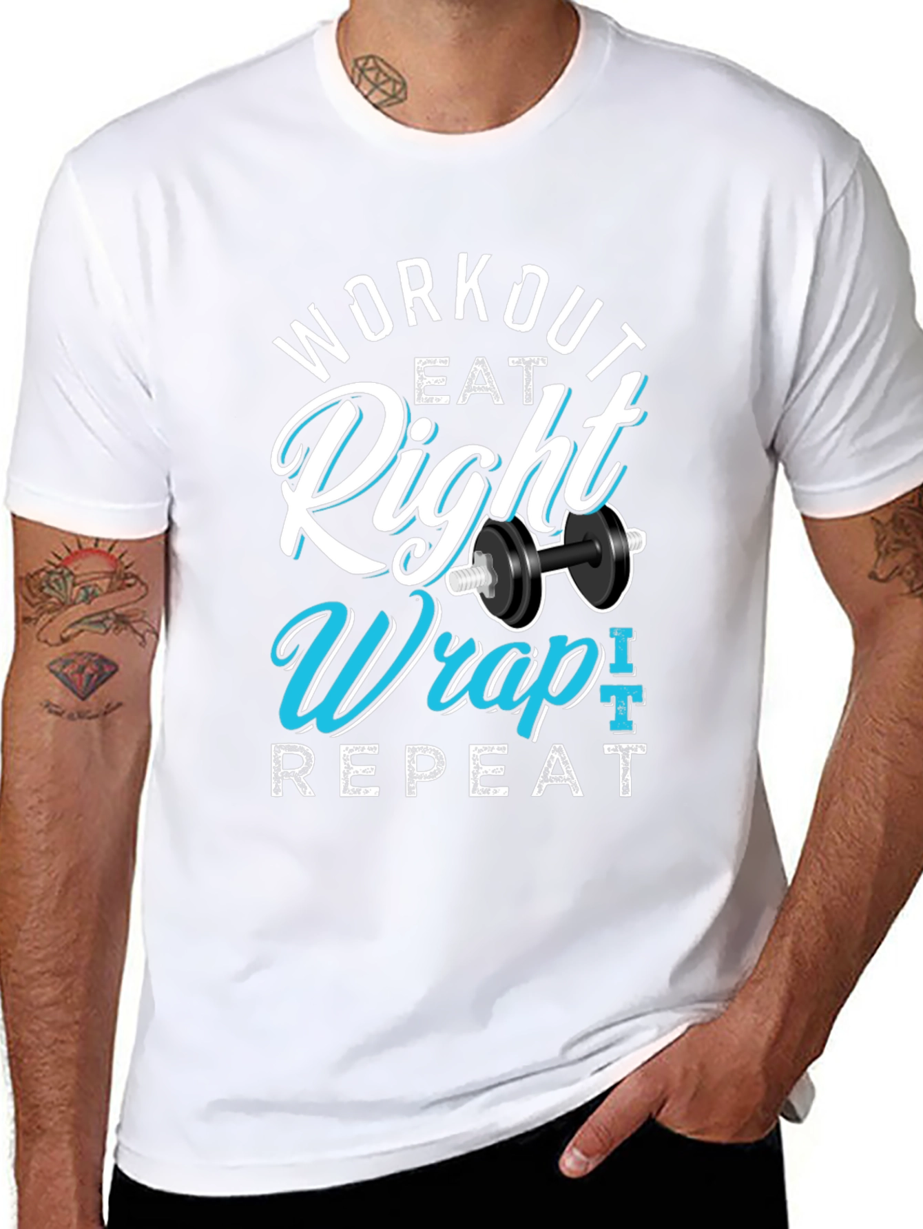 Workout Eat Right Wrap Repeat Gym T-Shirt