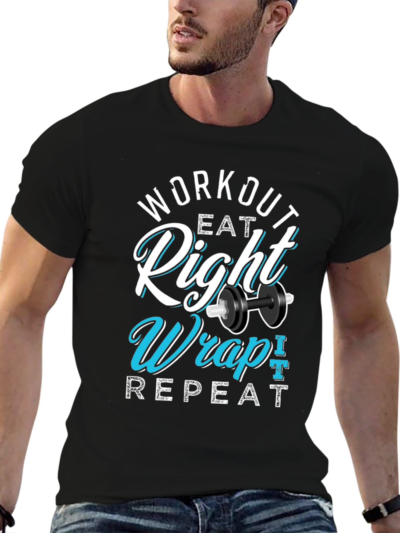 Workout Eat Right Wrap Repeat Gym T-Shirt