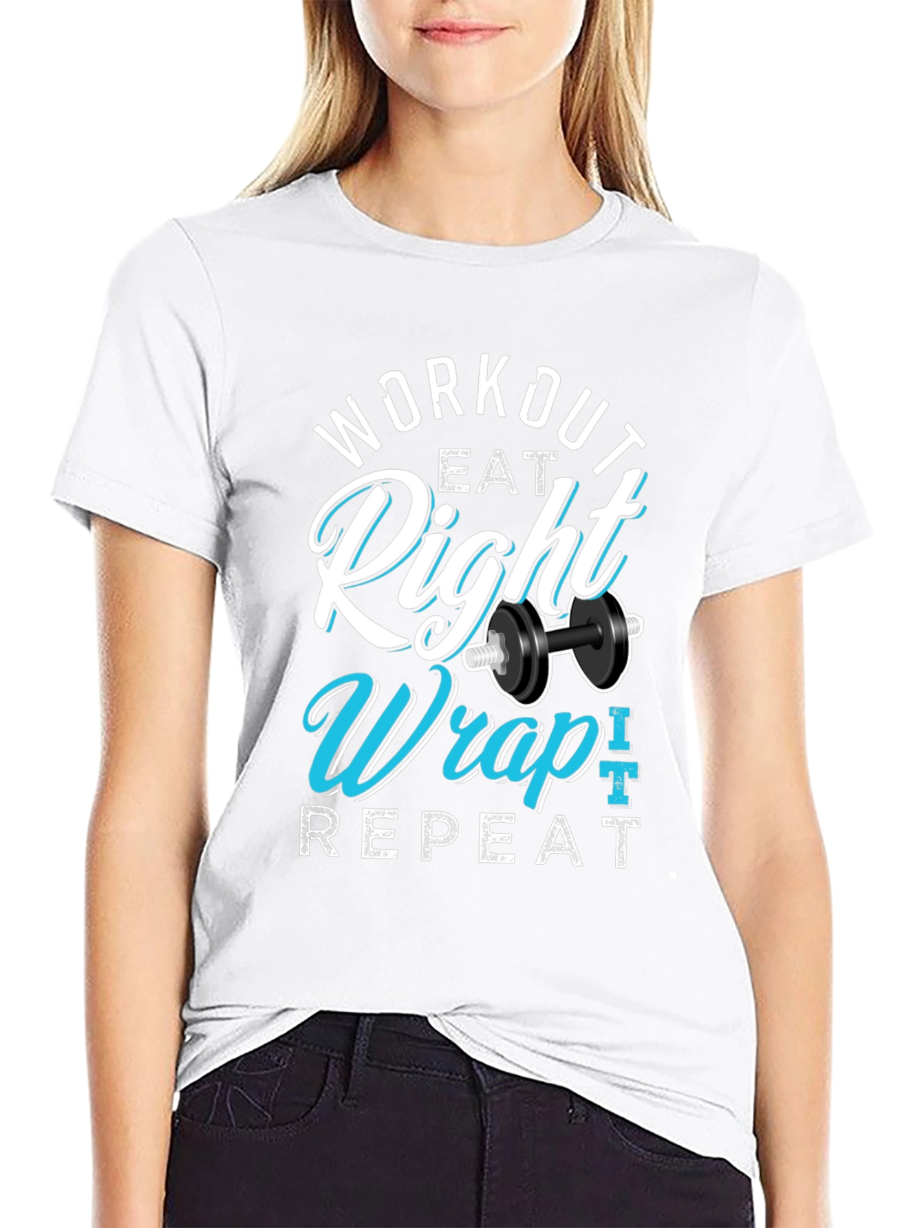 Workout Eat Right Wrap Repeat Gym T-Shirt