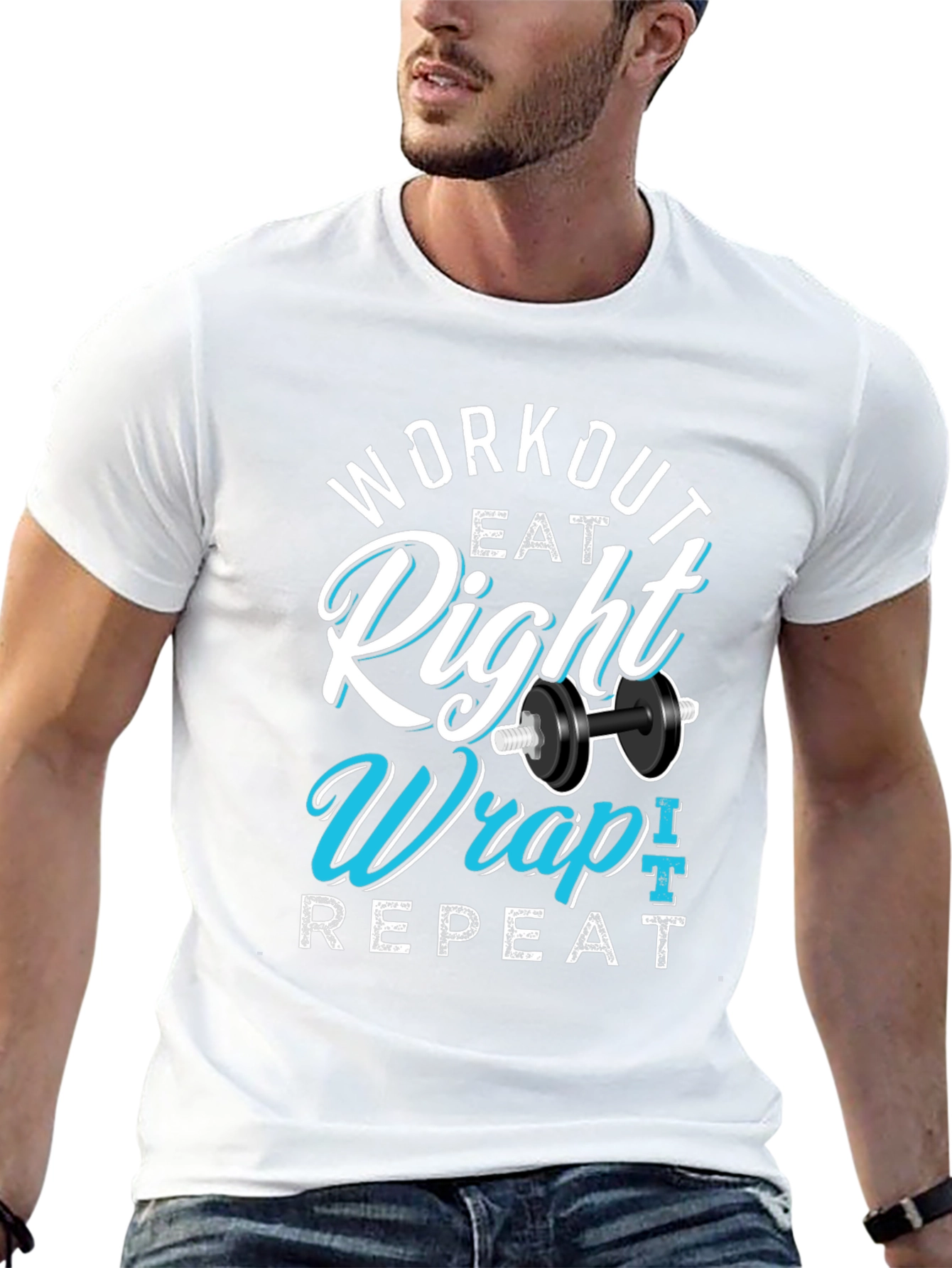 Workout Eat Right Wrap Repeat Gym T-Shirt