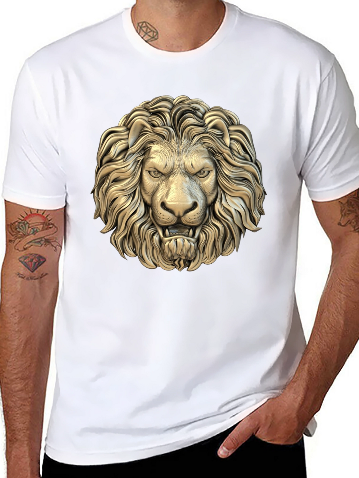 Lion Head Graphic Black T-Shirt