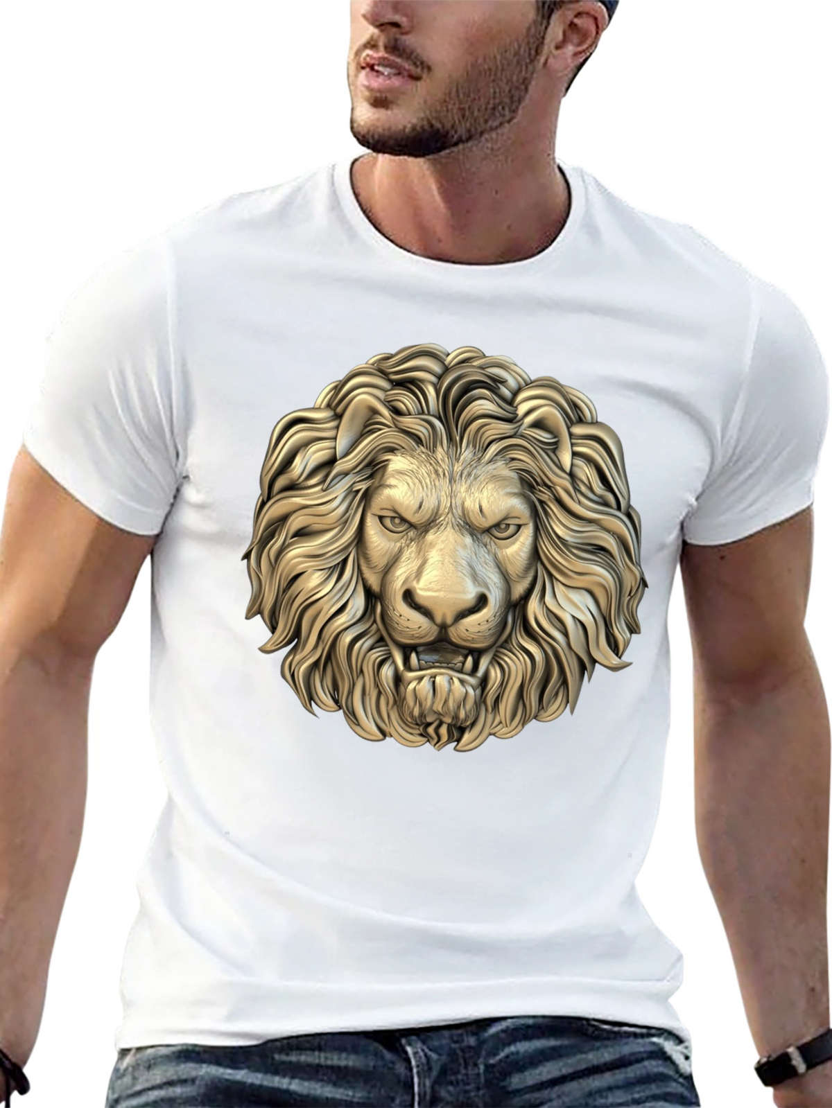 Lion Head Graphic Black T-Shirt