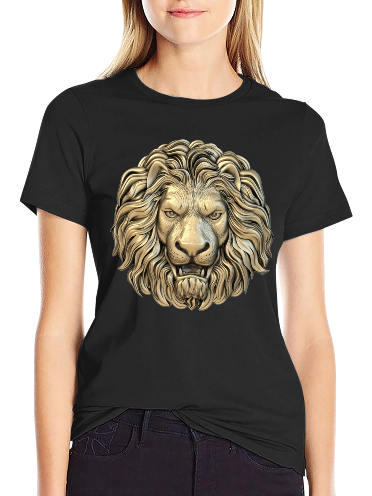 Lion Head Graphic Black T-Shirt