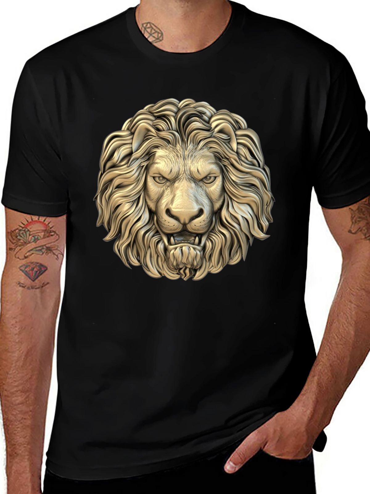 Lion Head Graphic Black T-Shirt