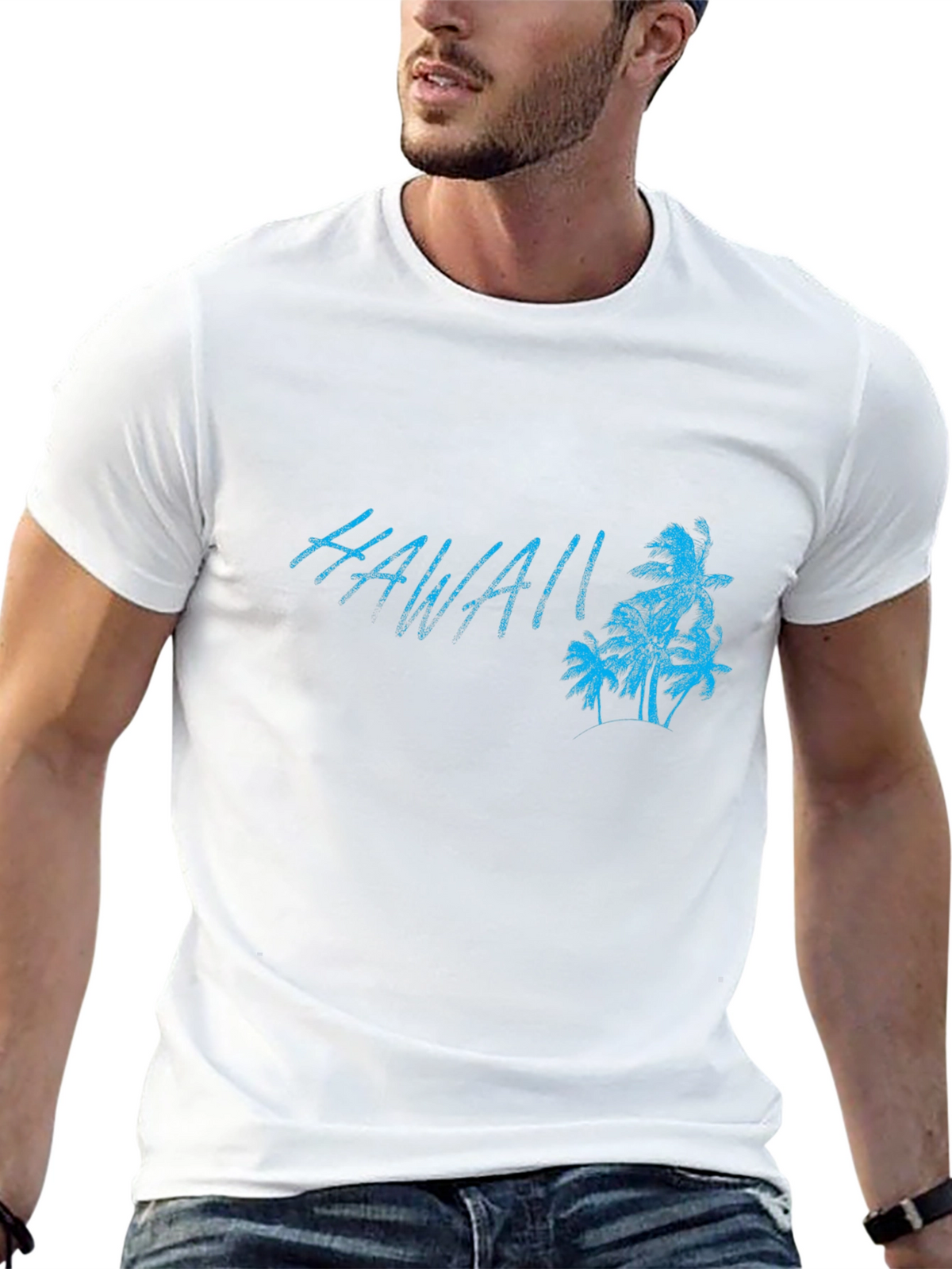 Hawaii Palm Tree Graphic Black T-Shirt