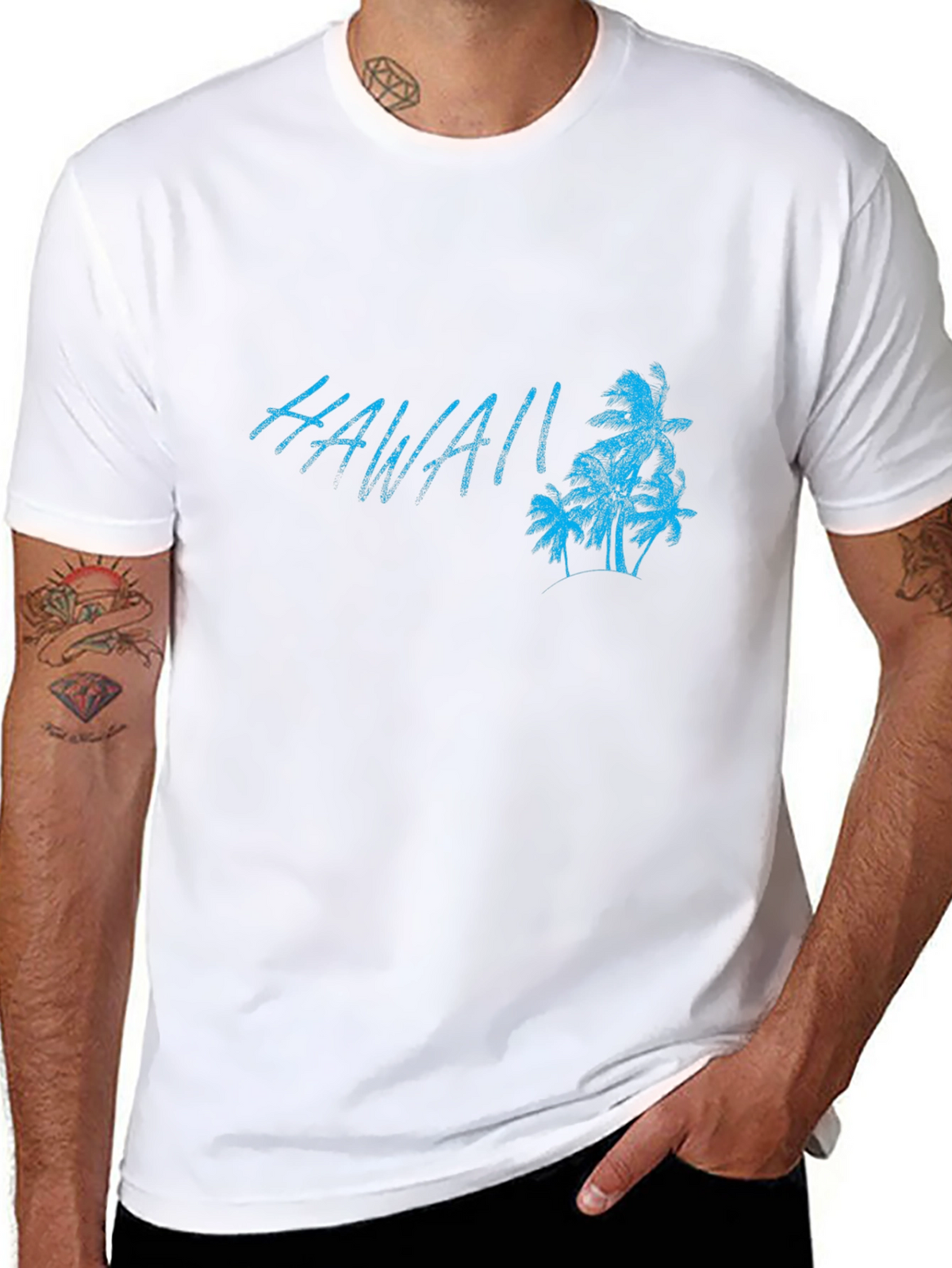 Hawaii Palm Tree Graphic Black T-Shirt