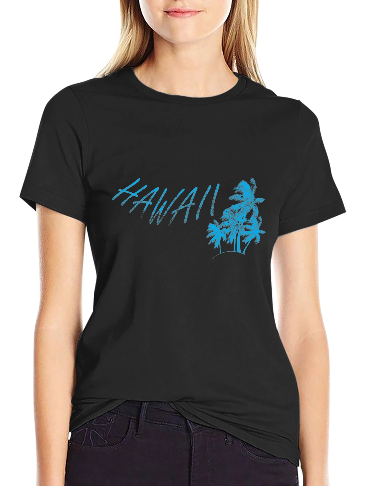 Hawaii Palm Tree Graphic Black T-Shirt