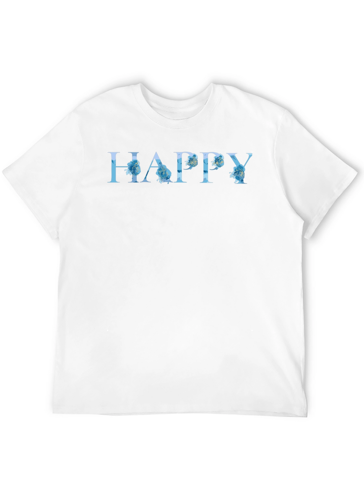 Floral HAPPY Graphic Black T-Shirt