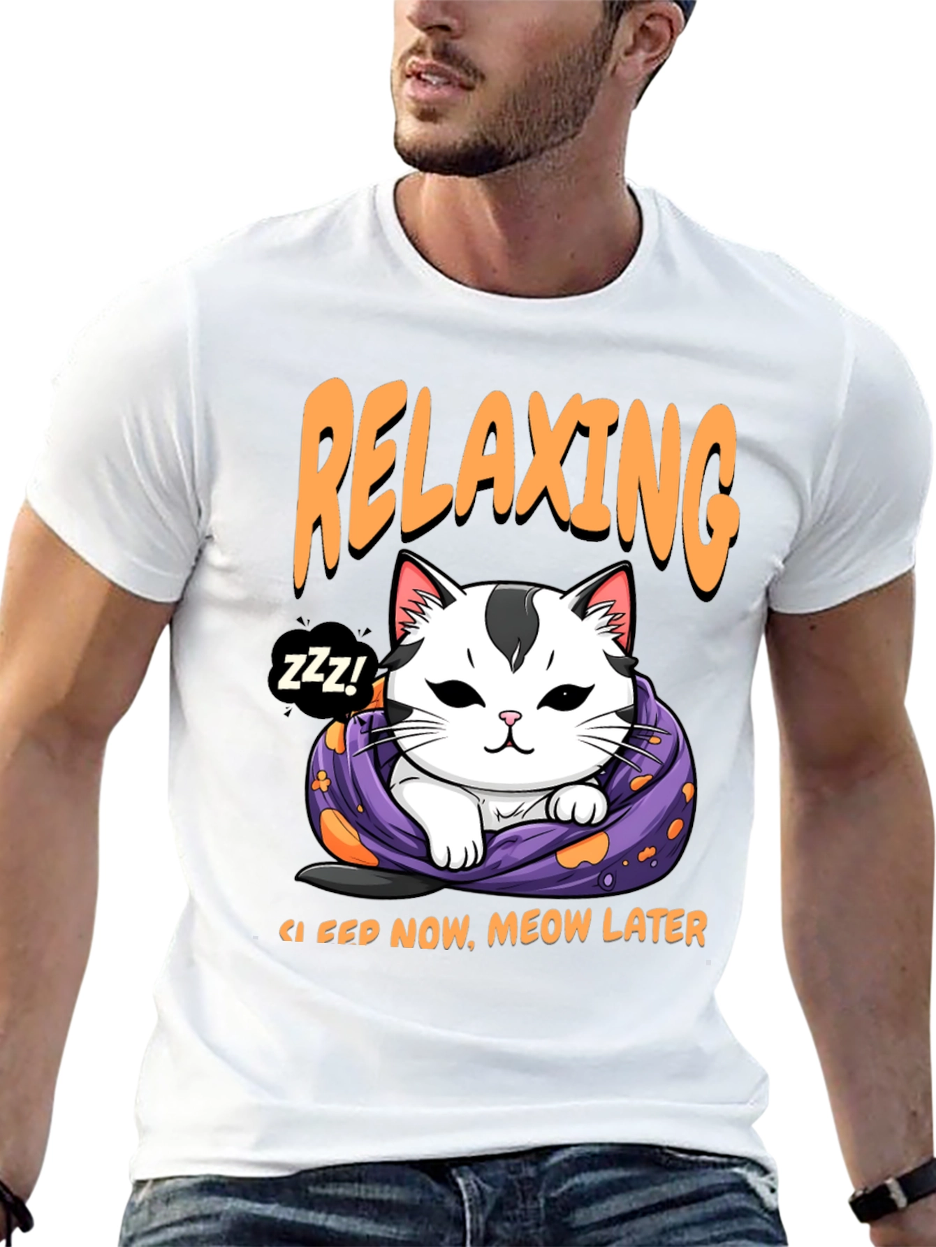 Relaxing Cat T-Shirt - Sleep Now Meow Later!