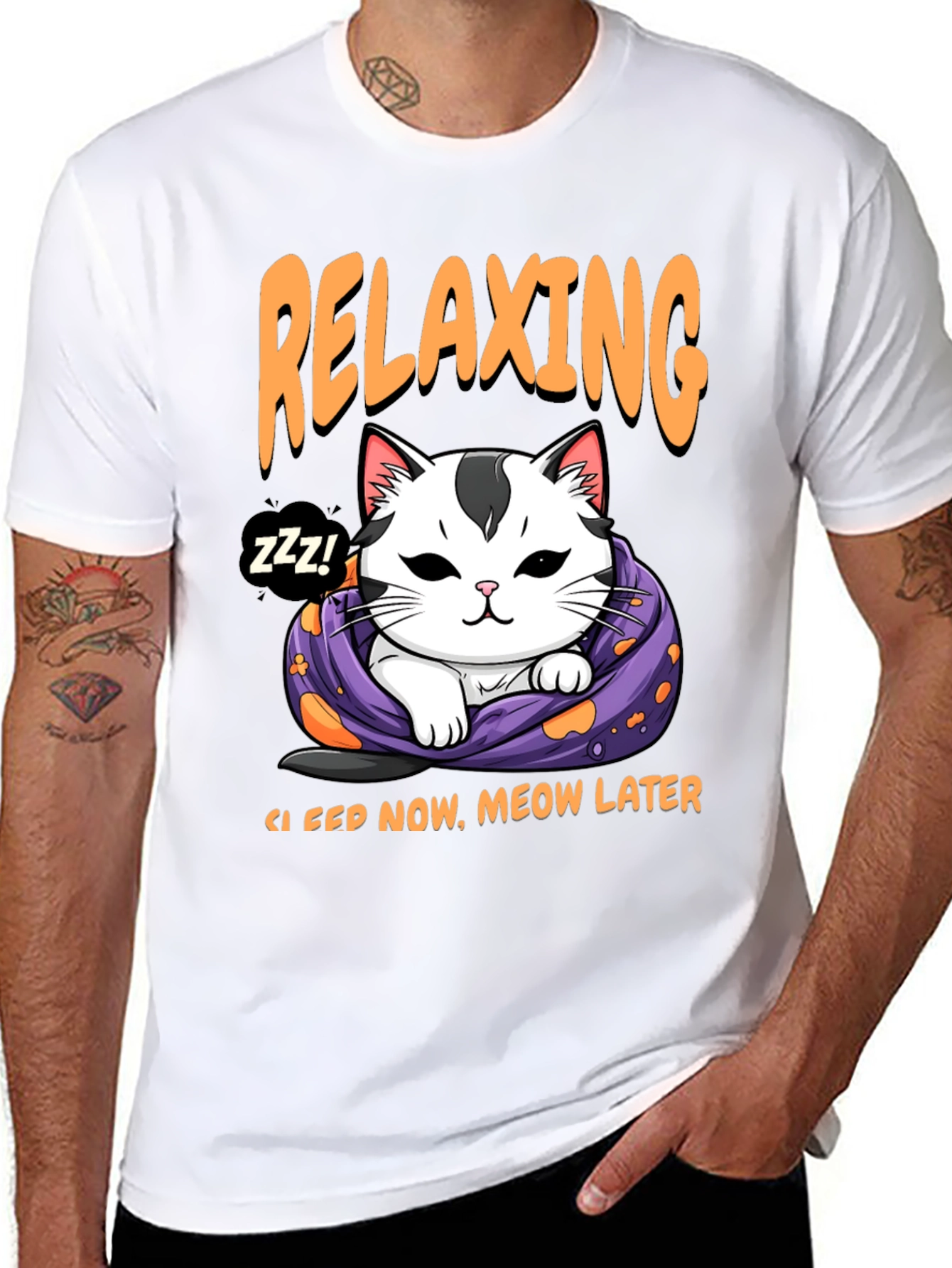 Relaxing Cat T-Shirt - Sleep Now Meow Later!