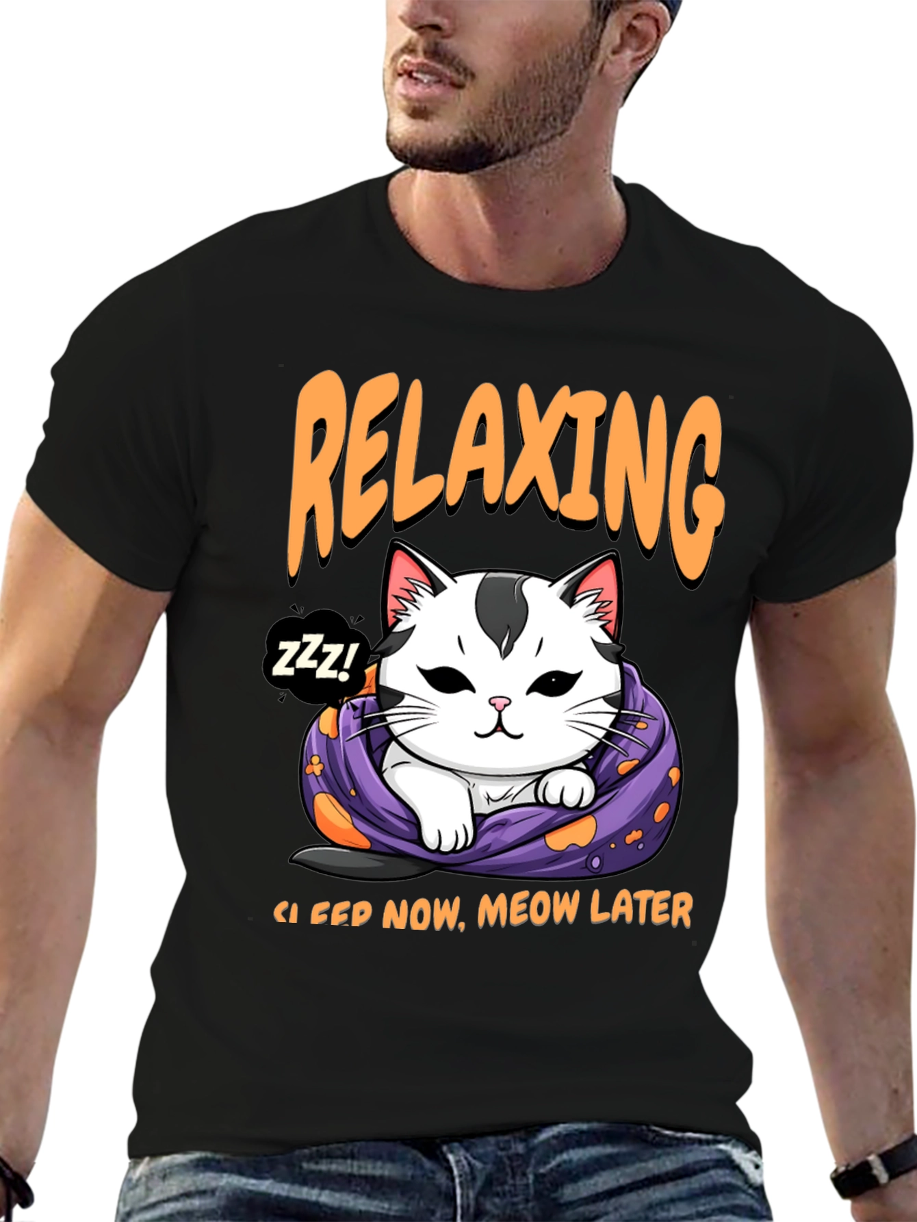 Relaxing Cat T-Shirt - Sleep Now Meow Later!