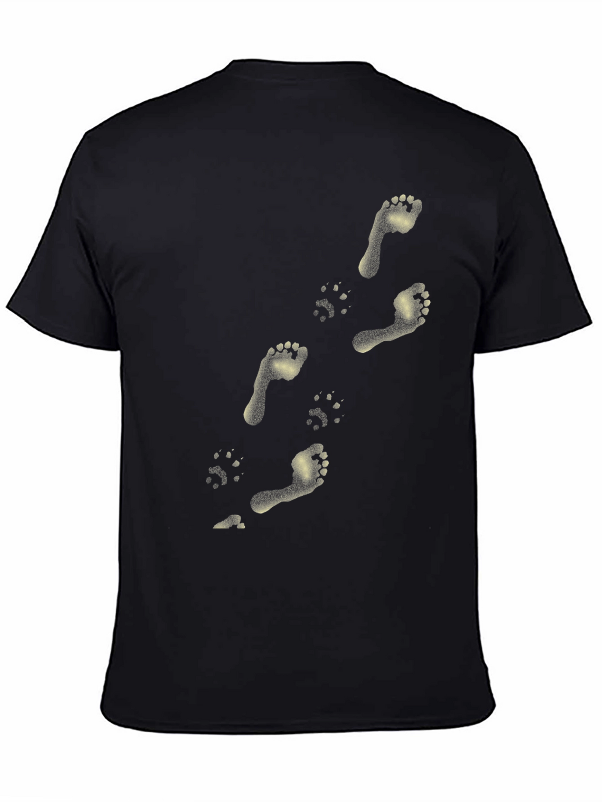 Footprint & Paw Print Tee - Unique Black T-Shirt
