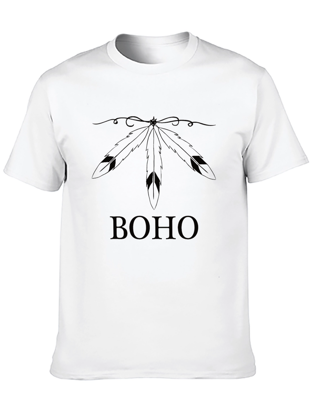 Boho Feather Graphic Tee - Black Unisex T-Shirt