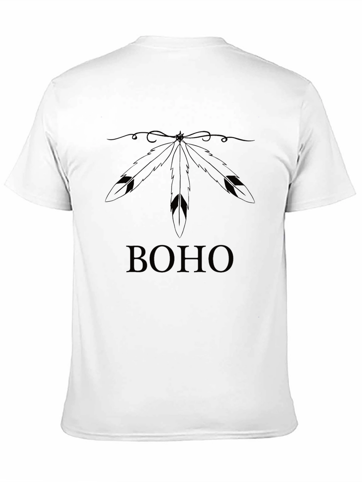Boho Feather Graphic Tee - Black Unisex T-Shirt