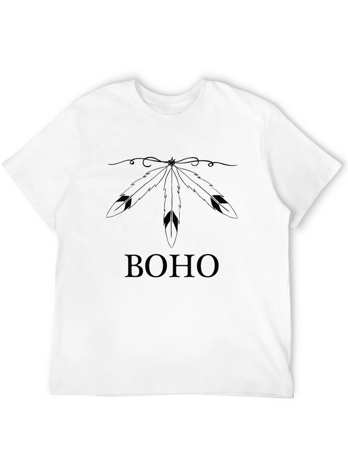 Boho Feather Graphic Tee - Black Unisex T-Shirt
