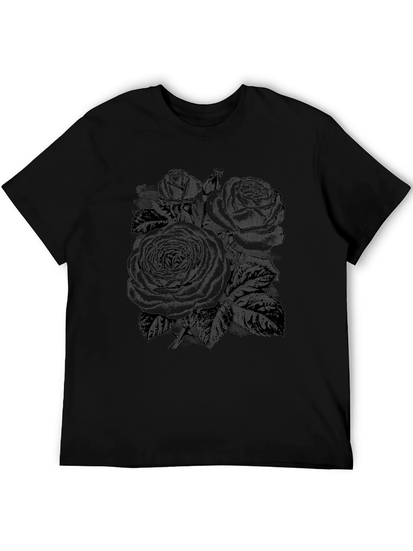Black Rose Graphic T-Shirt - Floral Design