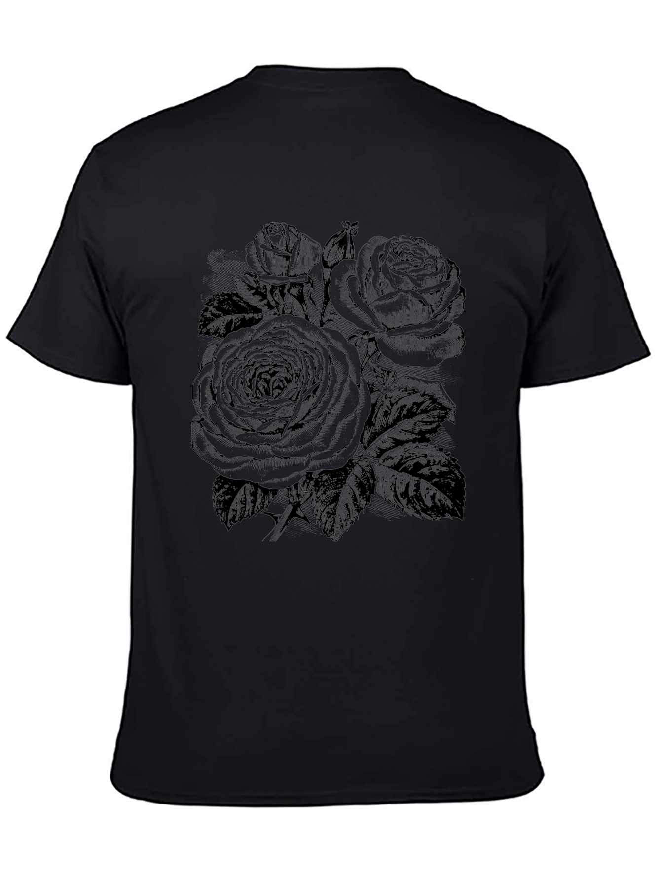 Black Rose Graphic T-Shirt - Floral Design