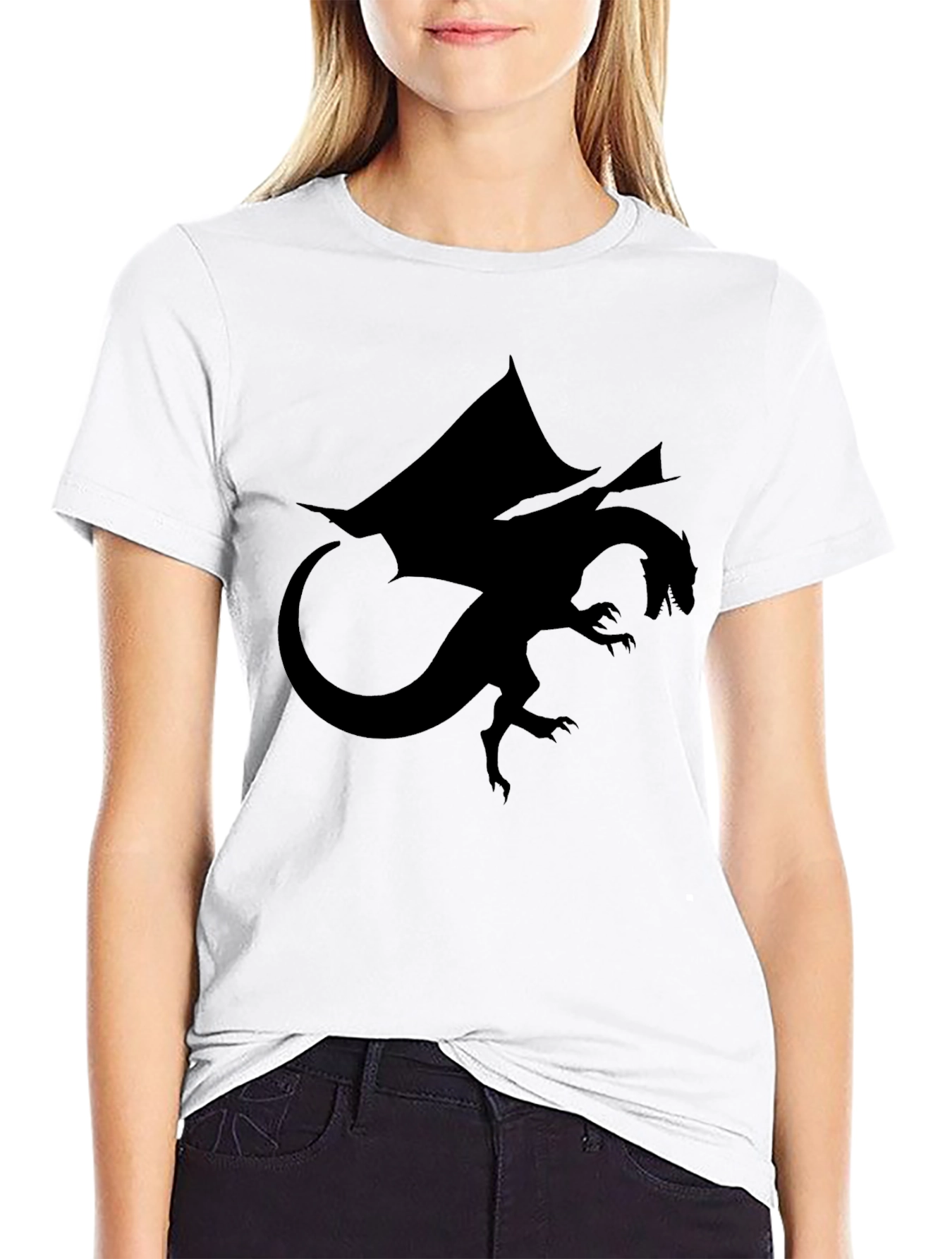 Dragon Silhouette Graphic Black T-Shirt