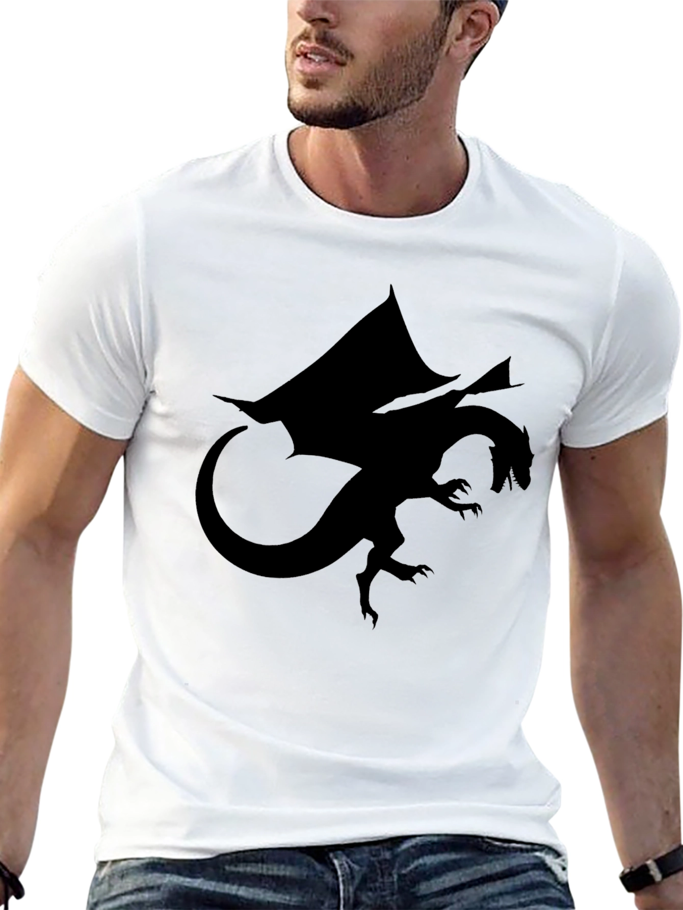 Dragon Silhouette Graphic Black T-Shirt