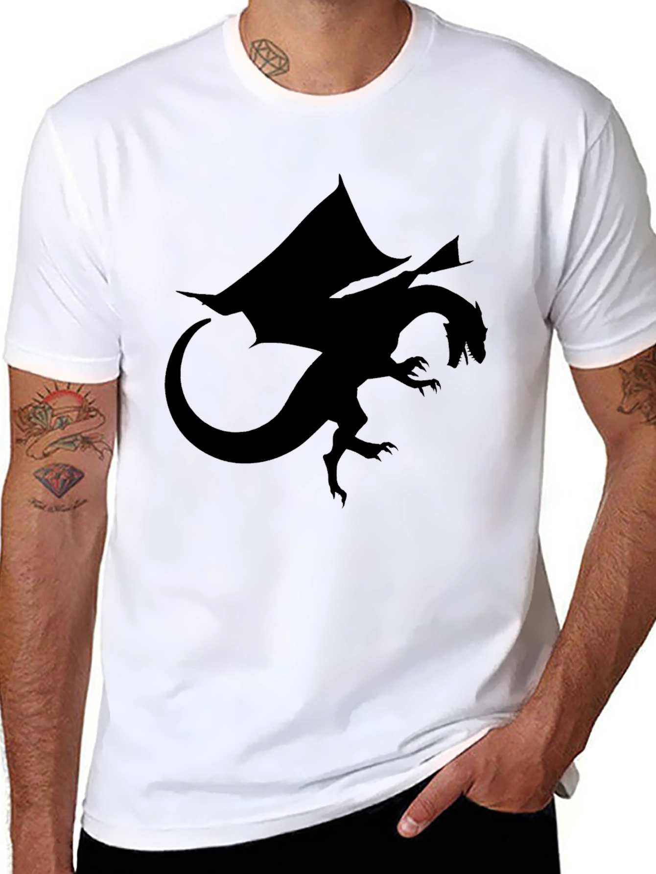 Dragon Silhouette Graphic Black T-Shirt