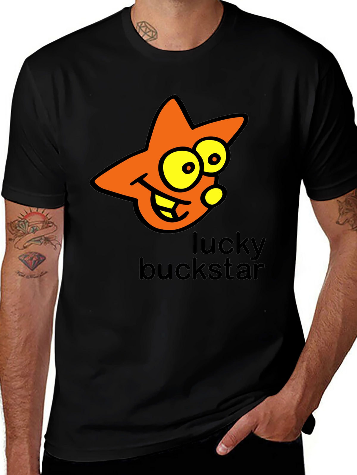 Lucky Buckstar Graphic Tee - Black