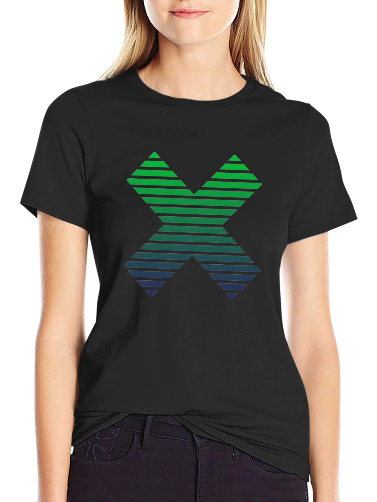 Gradient Striped X Graphic Tee