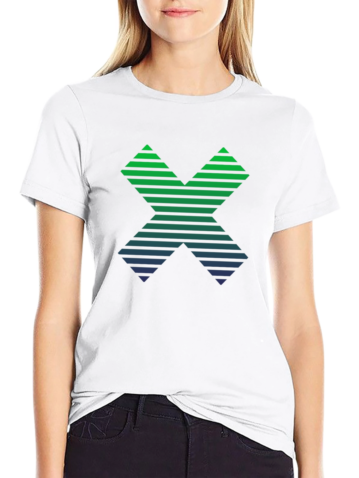 Gradient Striped X Graphic Tee