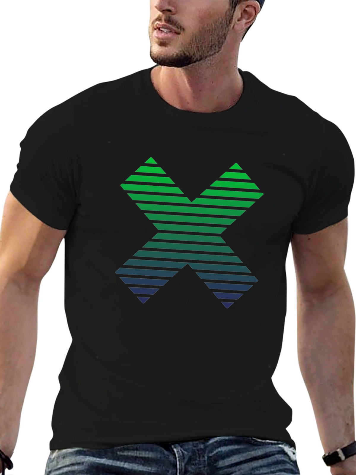 Gradient Striped X Graphic Tee