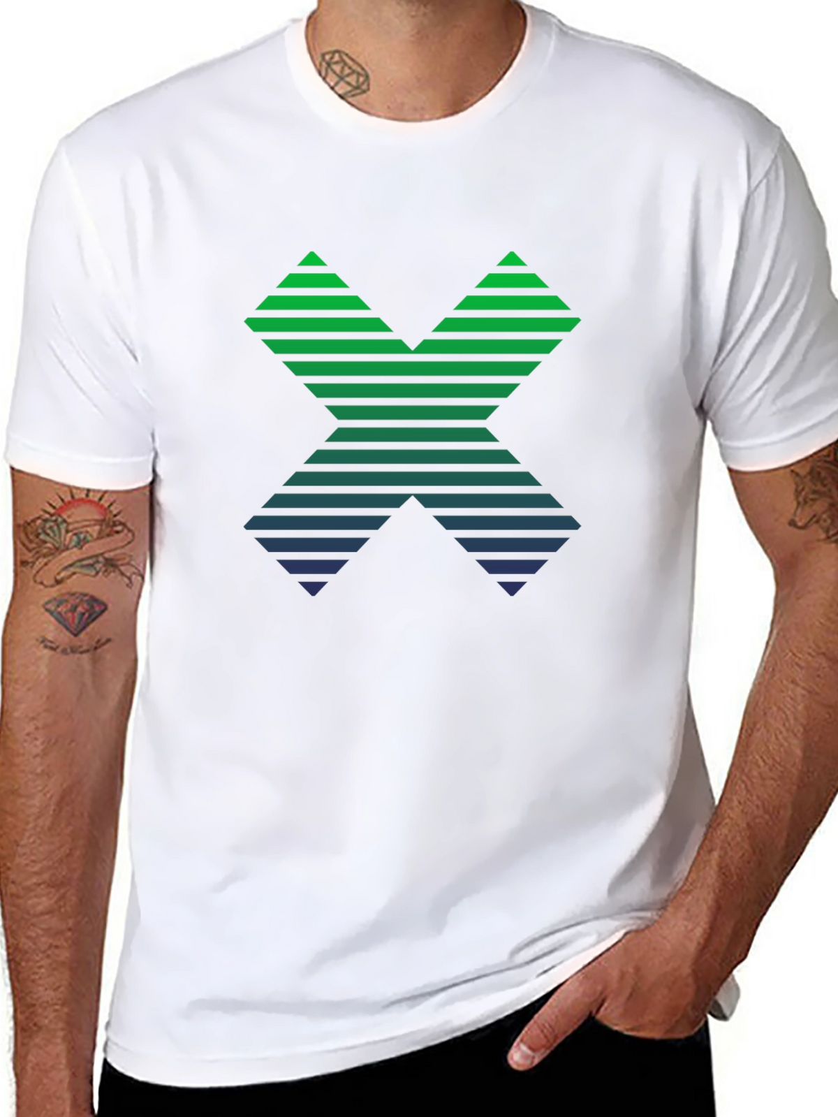 Gradient Striped X Graphic Tee