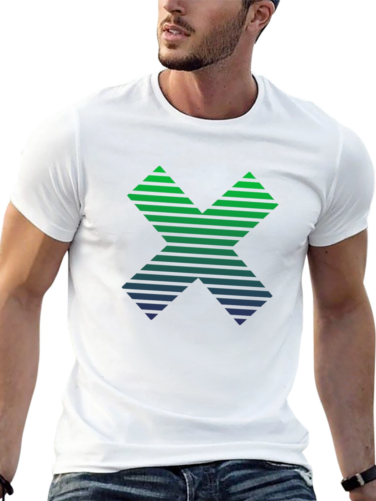 Gradient Striped X Graphic Tee