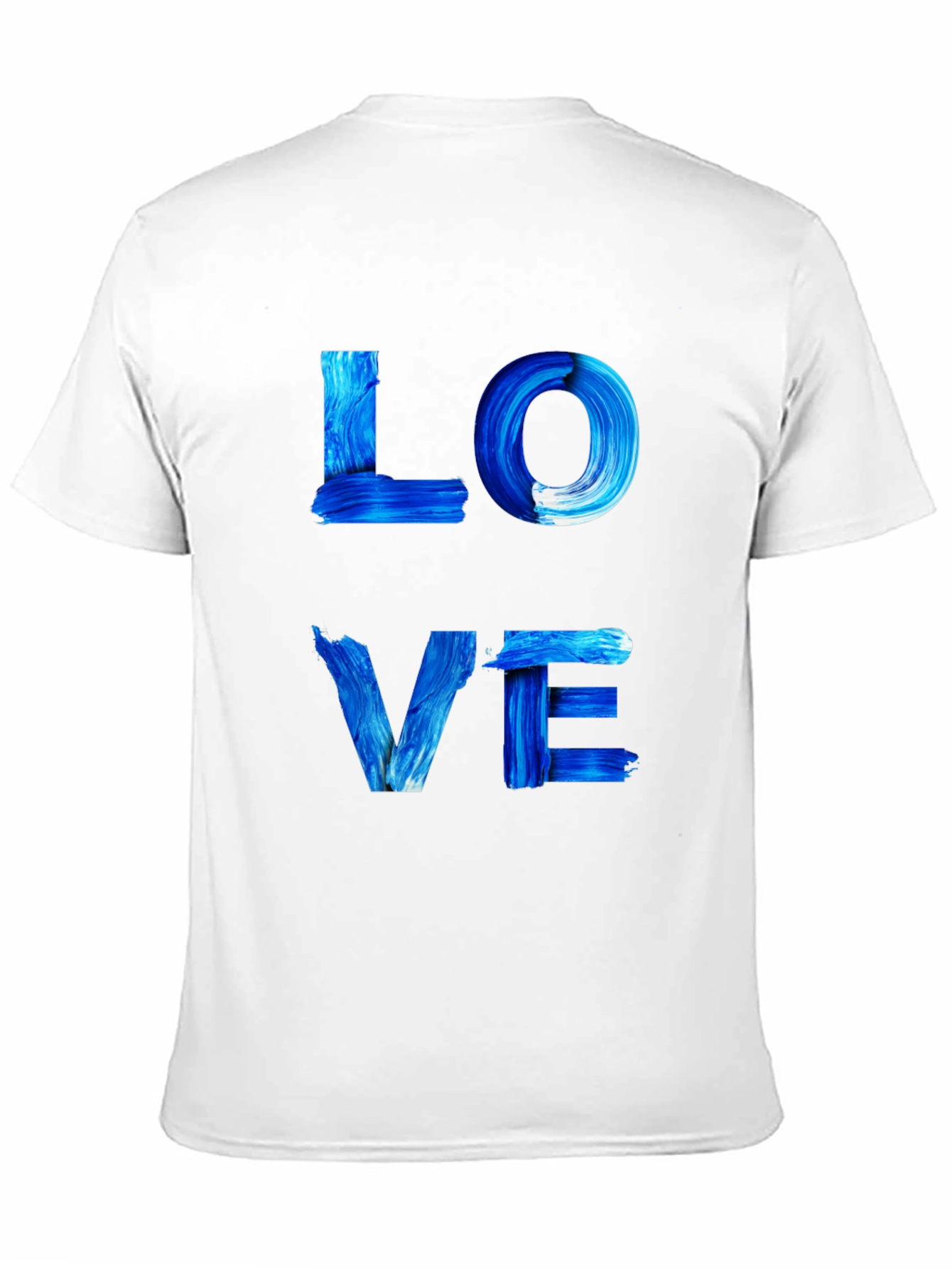 Blue Paint Stroke LOVE Graphic Black T-Shirt