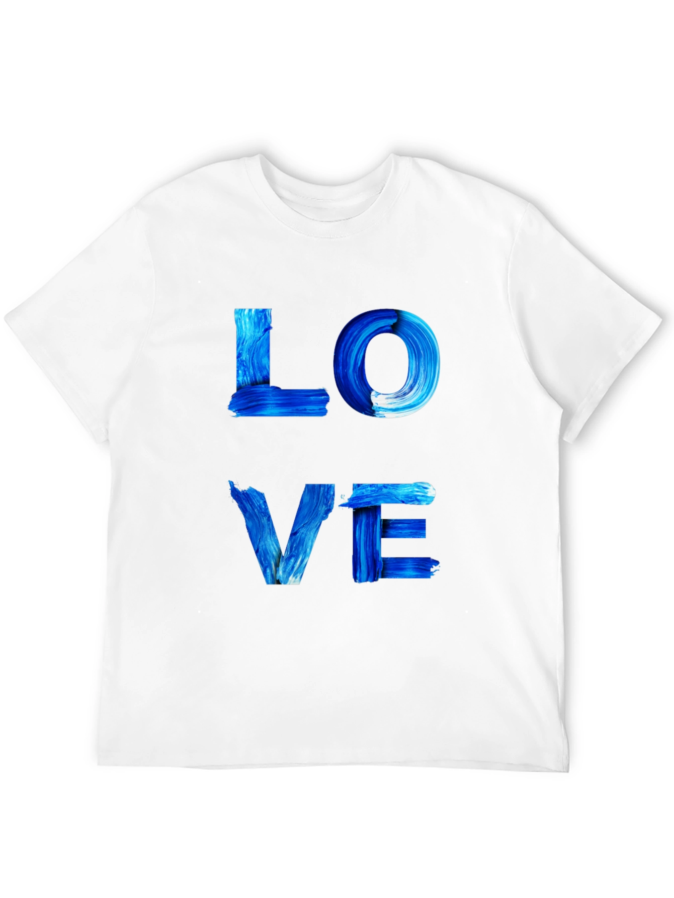 Blue Paint Stroke LOVE Graphic Black T-Shirt