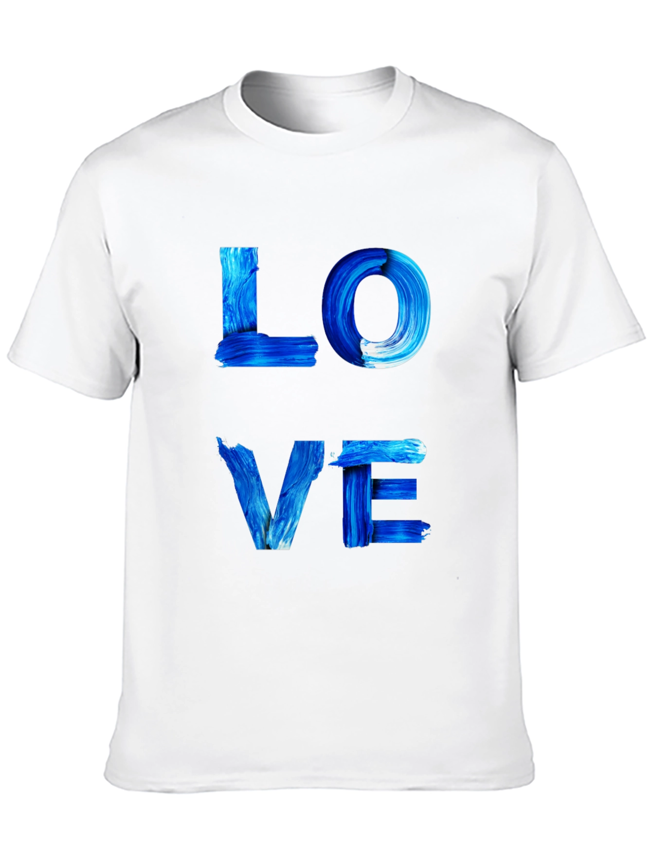 Blue Paint Stroke LOVE Graphic Black T-Shirt