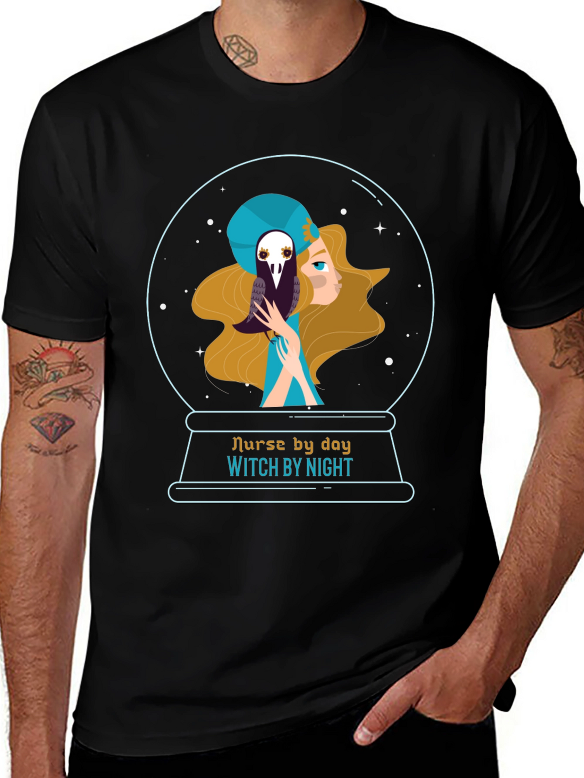 Nurse By Day Witch By Night Graphic Tee