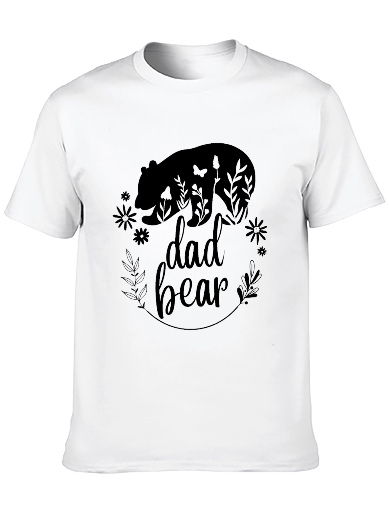 Dad Bear Graphic Tee - Black Cotton Shirt