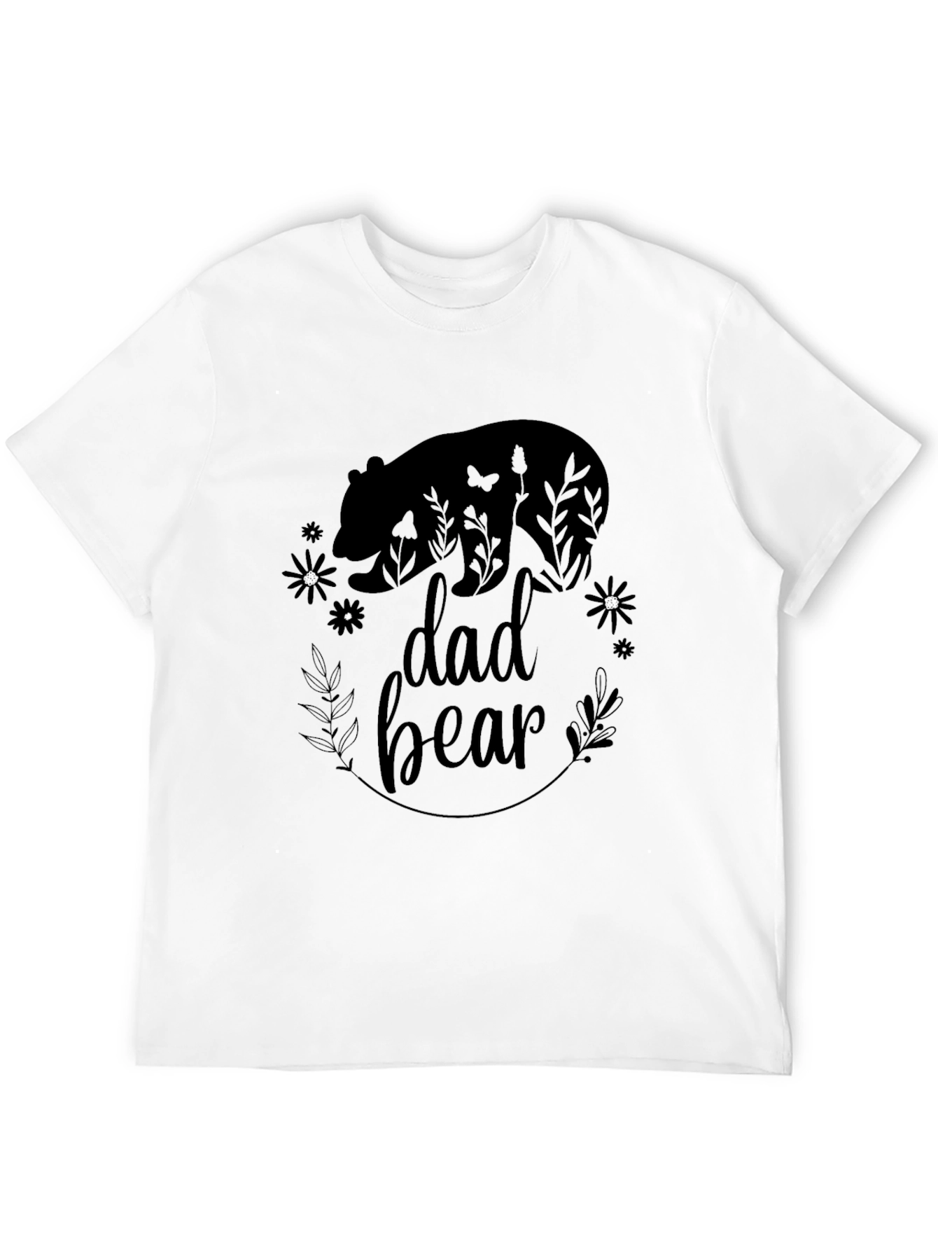 Dad Bear Graphic Tee - Black Cotton Shirt