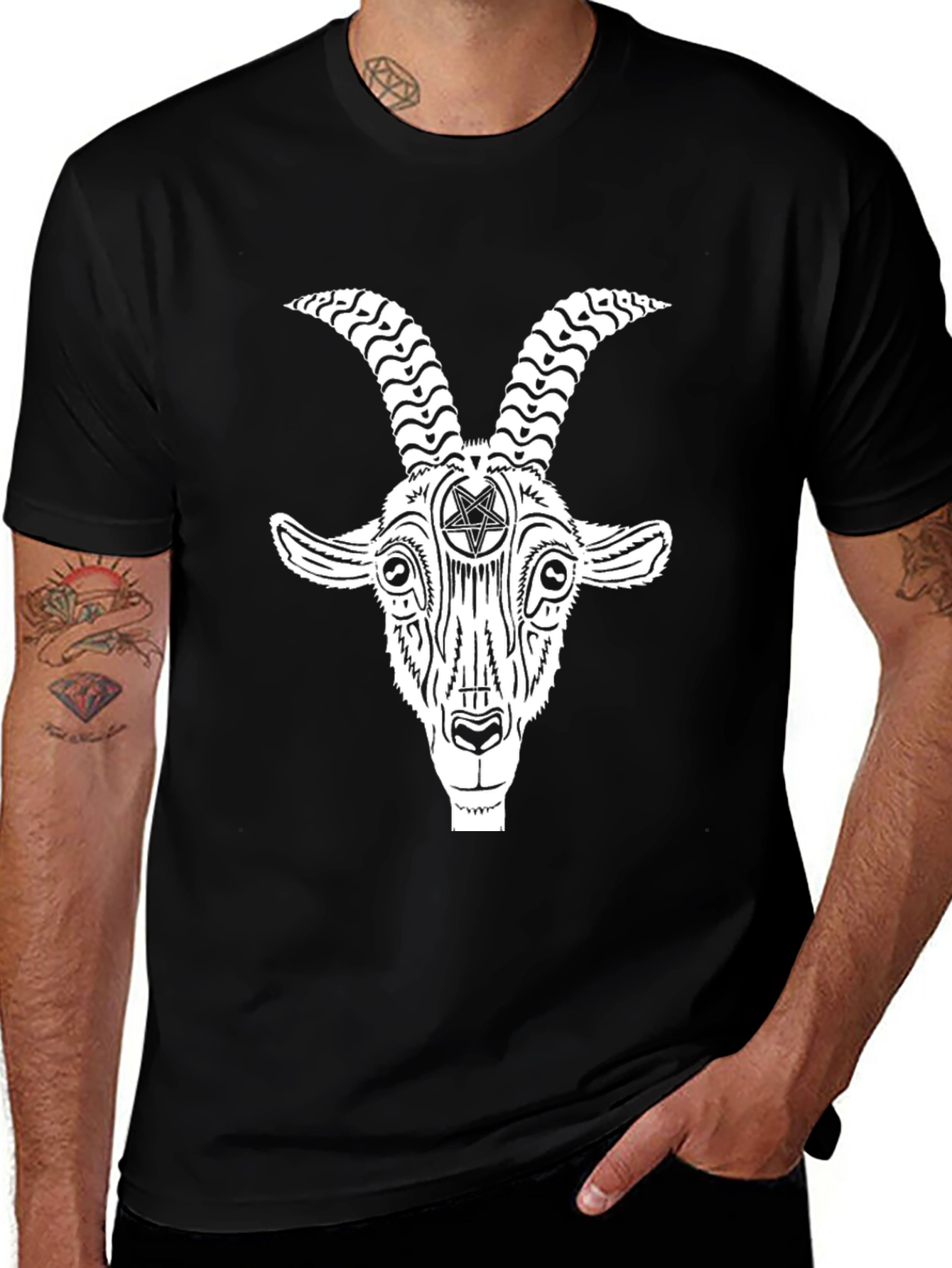 Baphomet Goat Head T-Shirt - Occult Satanic Graphic Tee