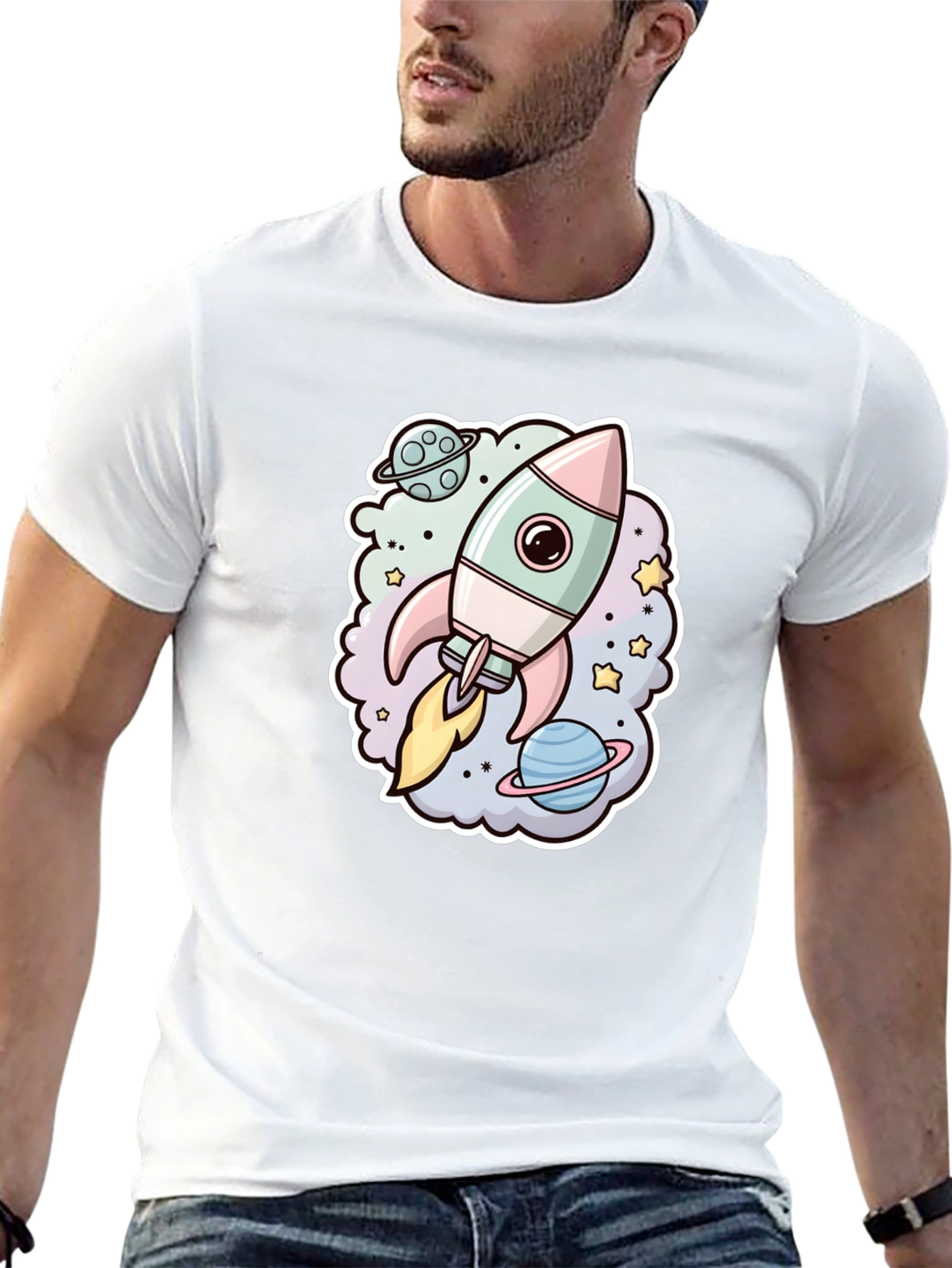 Rocket in Space Graphic T-Shirt