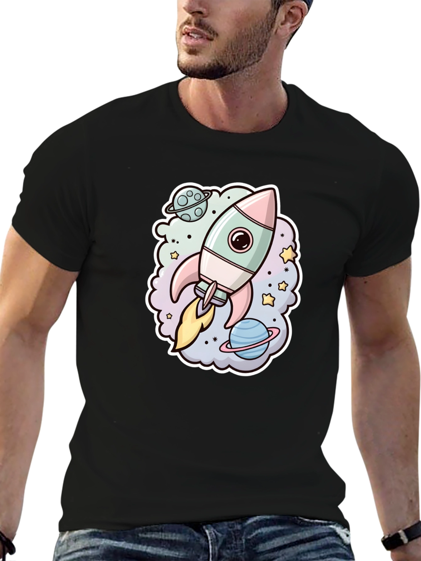 Rocket in Space Graphic T-Shirt