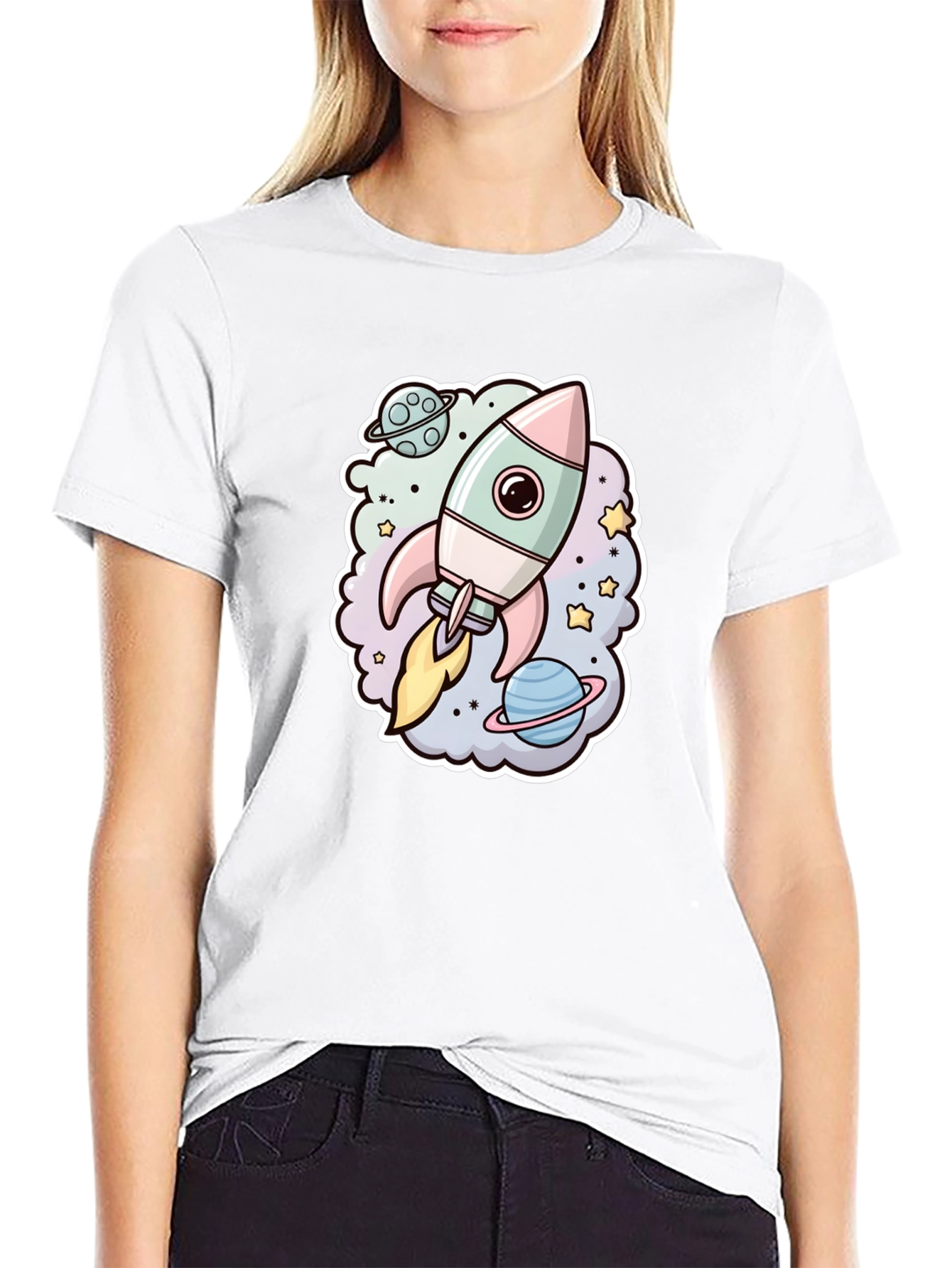 Rocket in Space Graphic T-Shirt