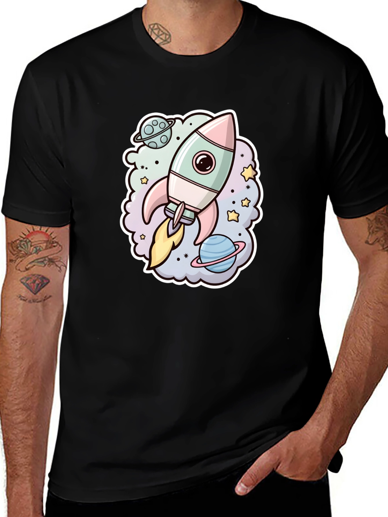 Rocket in Space Graphic T-Shirt