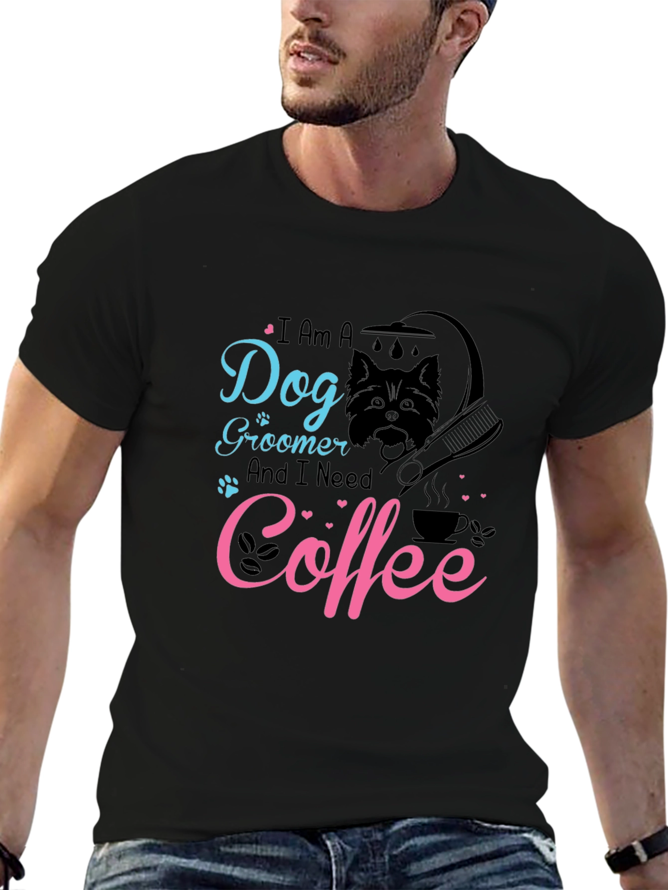 Dog Groomer Coffee T-Shirt - Unisex Black Tee