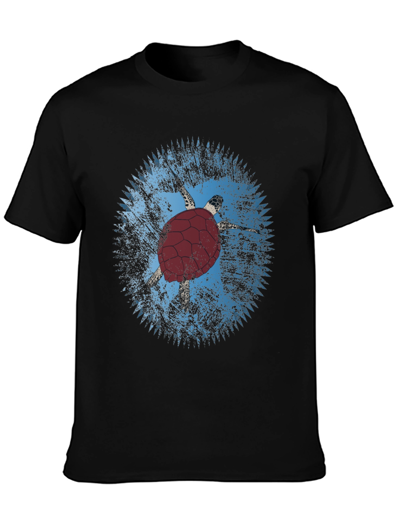 Turtle Graphic Tee - Black Cotton Casual Shirt