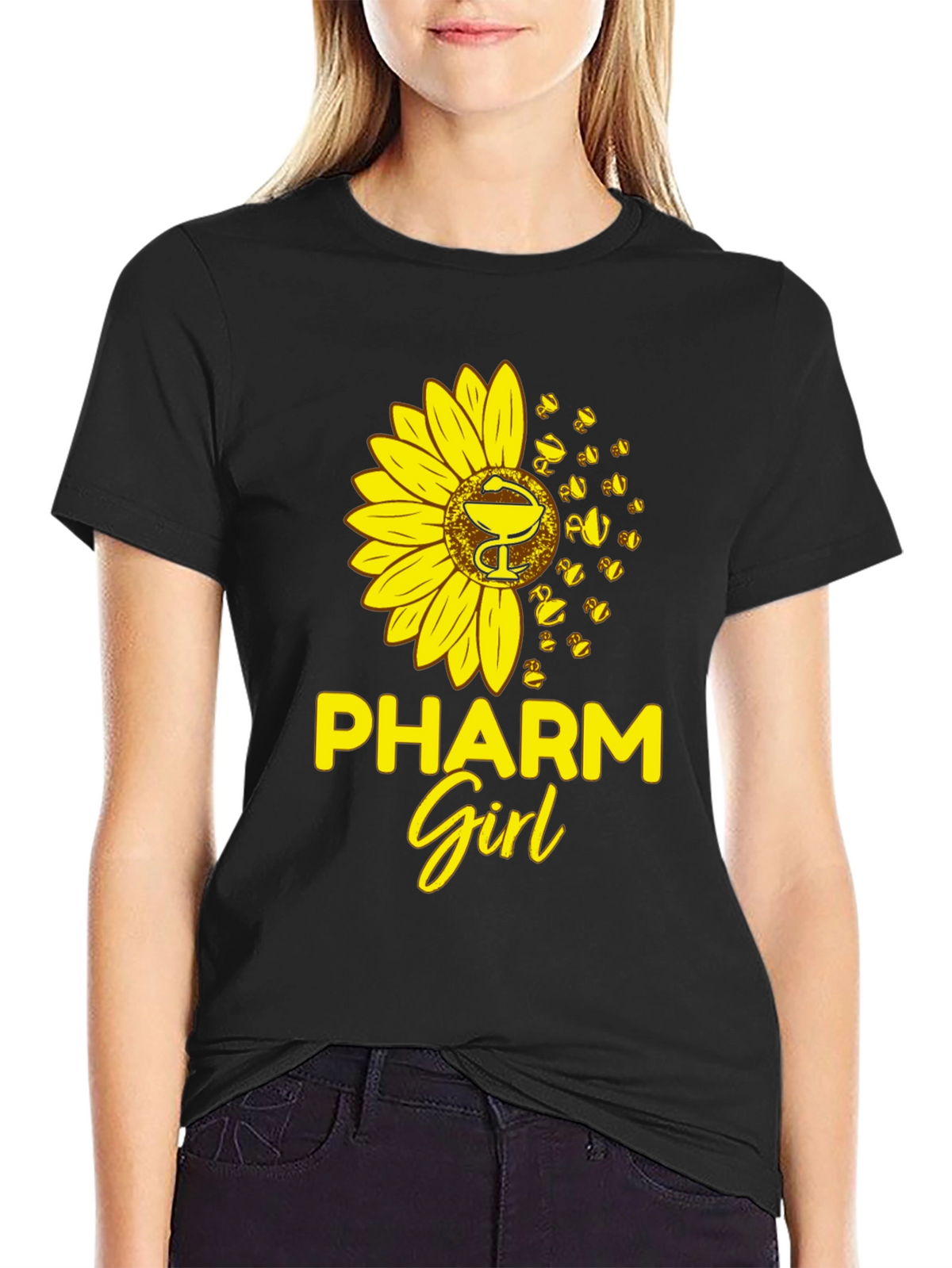 Pharm Girl Sunflower T-Shirt - Black