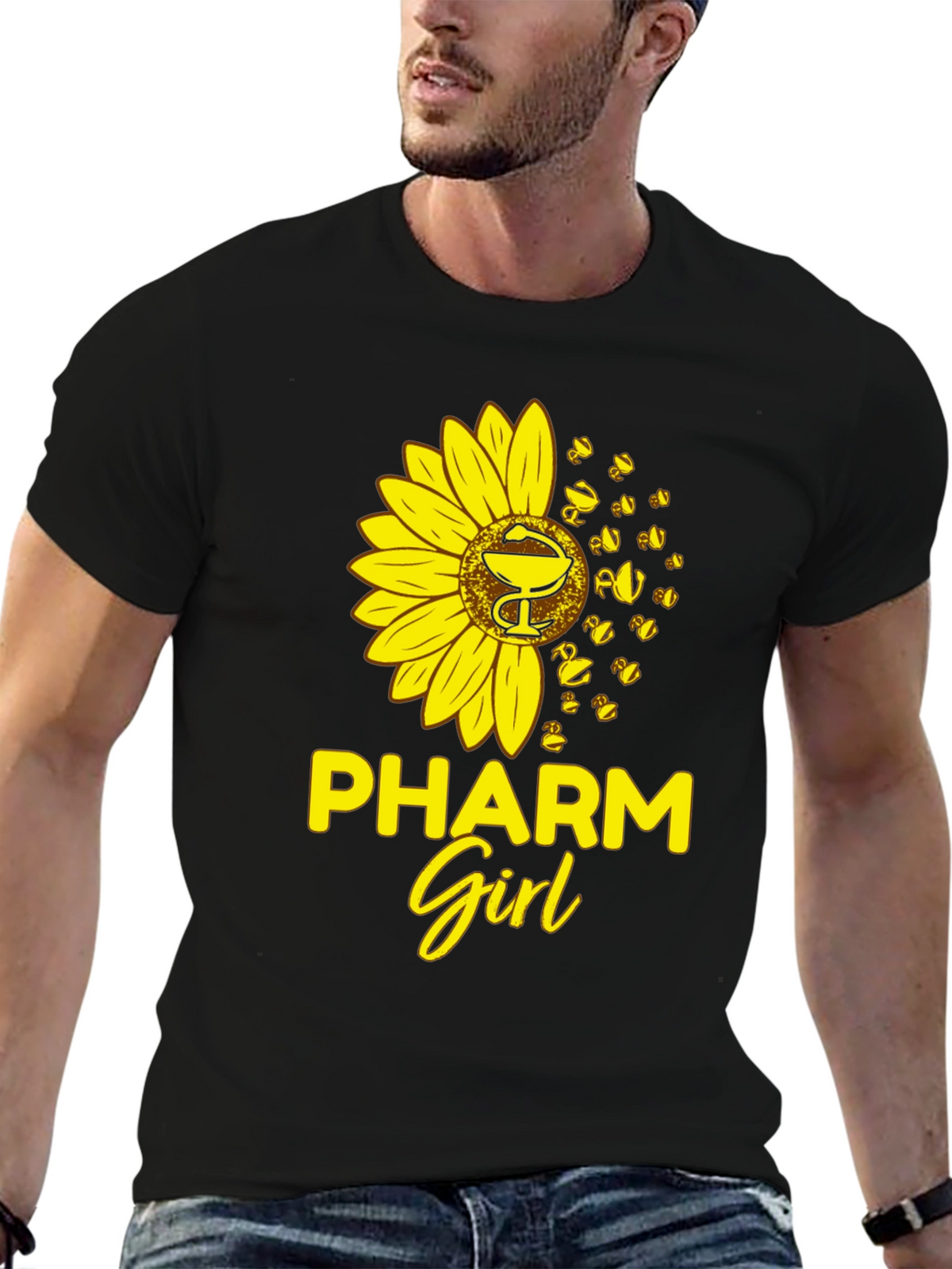 Pharm Girl Sunflower T-Shirt - Black