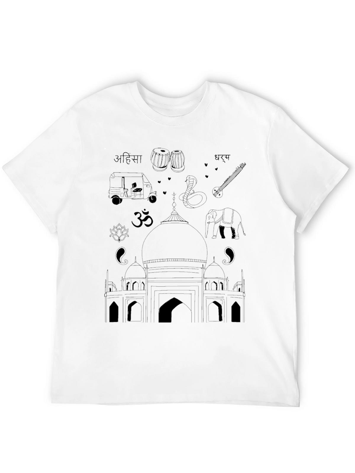 India Travel T-Shirt - Black Cotton Tee