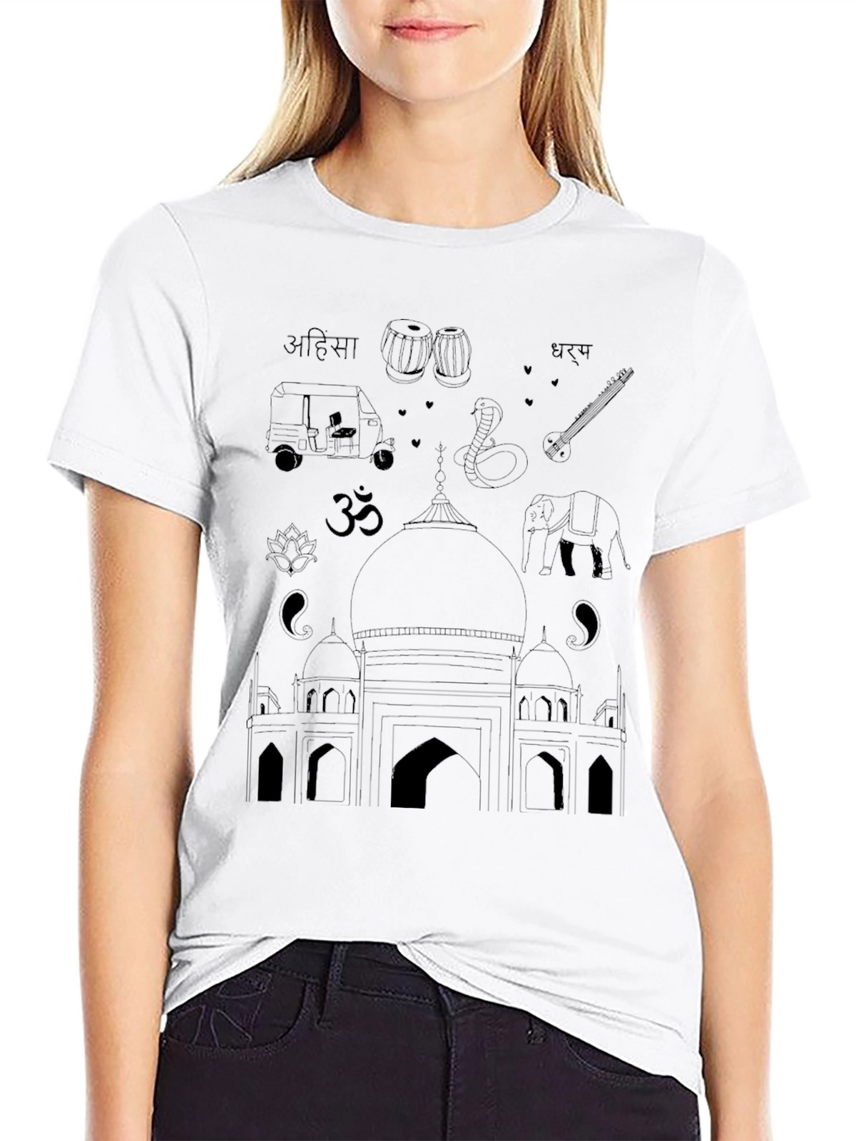 India Travel T-Shirt - Black Cotton Tee