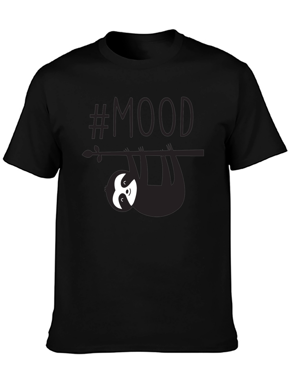 Lazy Sloth #Mood Mens Graphic Tee - Black