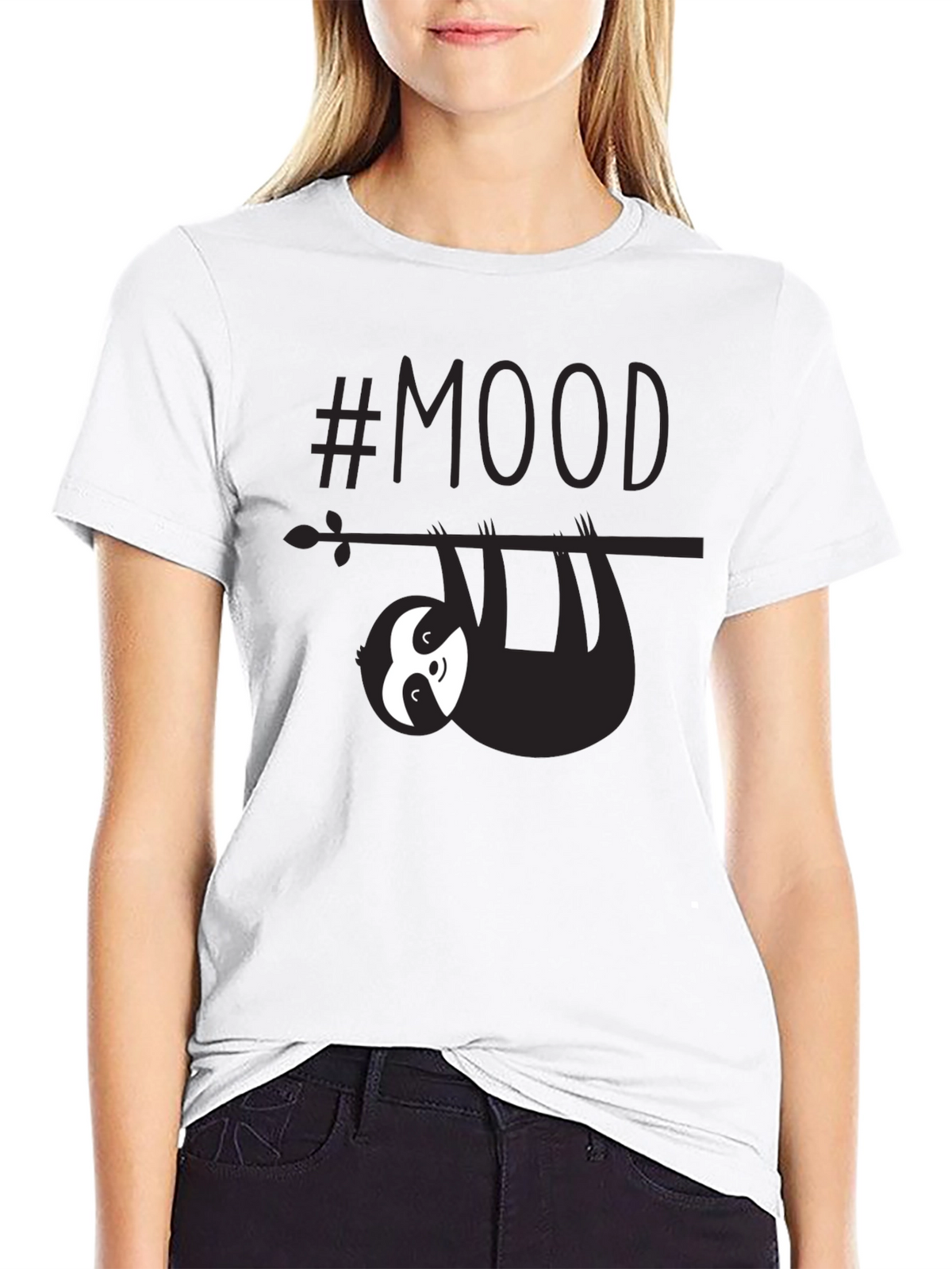 Lazy Sloth #Mood Mens Graphic Tee - Black