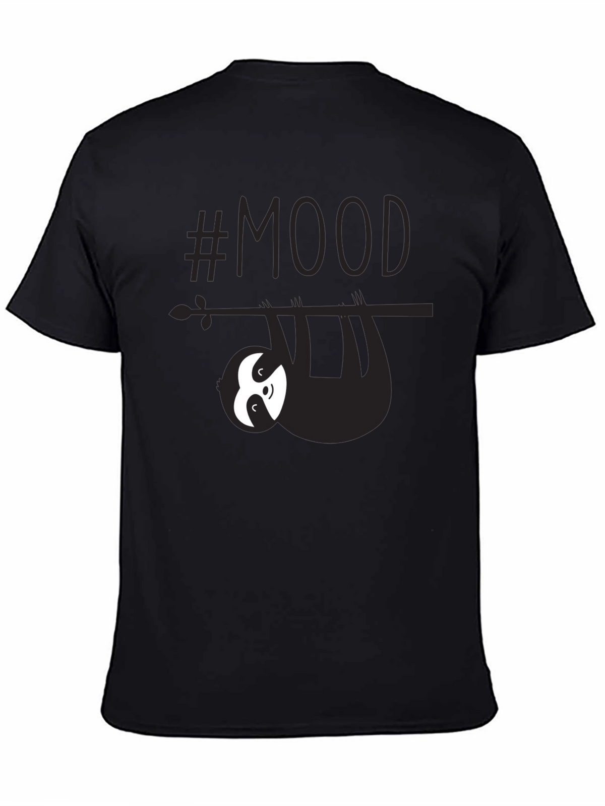 Lazy Sloth #Mood Mens Graphic Tee - Black